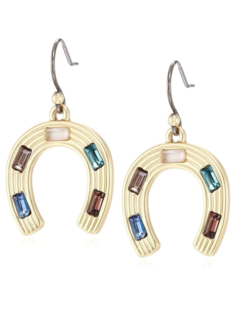 NWT Lucky Brand Gold Horseshoe Drop Earrings